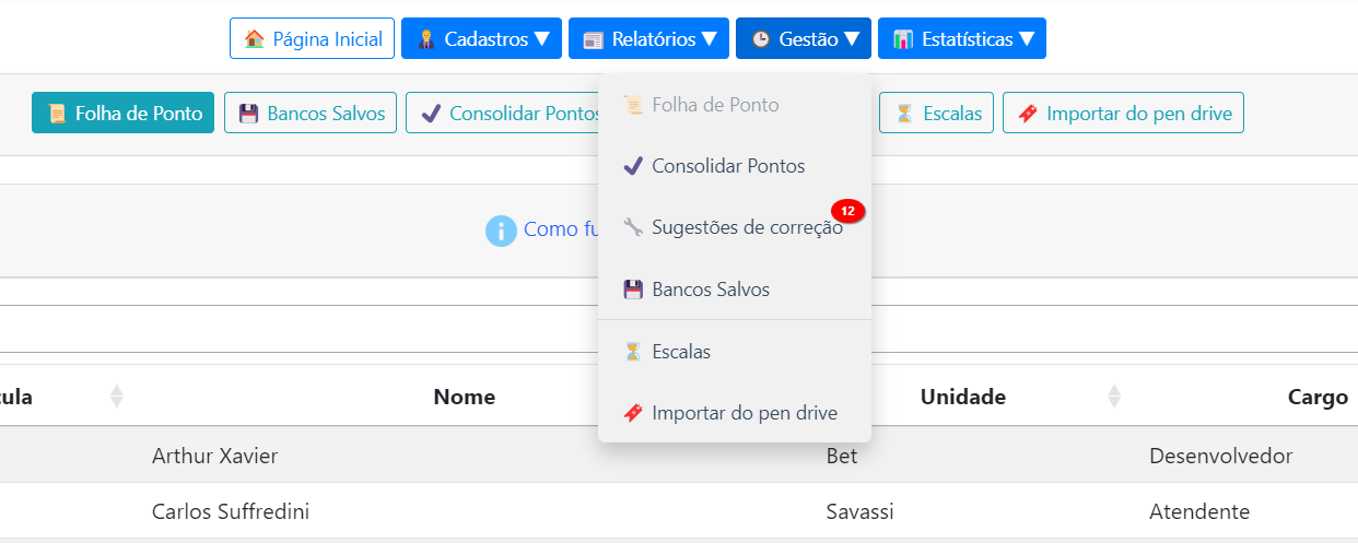 Software de gestão de ponto